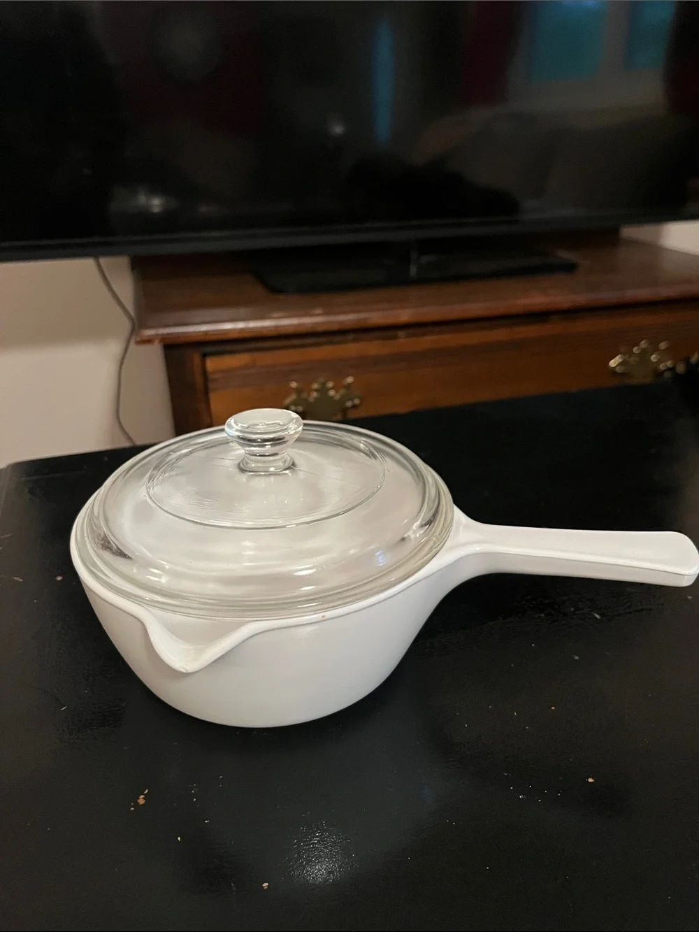 Vintage Corningware Winter White Saucepan with pyrex Glass lid